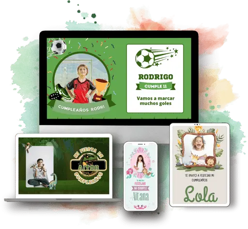 Niña disfrutando de su cumpleaños con una invitación digital